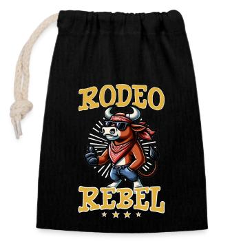Rodeo Bull Riding Livestock Show Farmer Cattle - Closable cotton gift bag (14x20cm) - black - Front