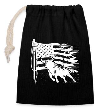 Rodeo Bull Riding Livestock Show Farmer Cattle - Closable cotton gift bag (14x20cm) - black - Front