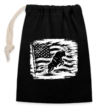 Rodeo Bull Riding Livestock Show Farmer Cattle - Closable cotton gift bag (14x20cm) - black - Front