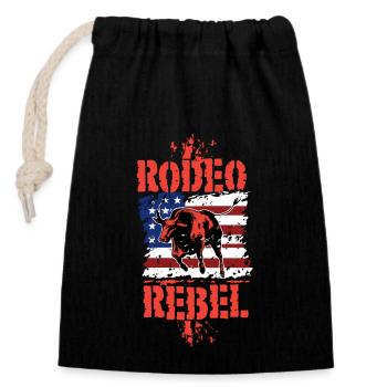 Rodeo Bull Riding Livestock Show Farmer Cattle - Closable cotton gift bag (14x20cm) - black - Front