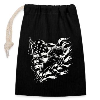 Rodeo Bull Riding Livestock Show Farmer Cattle - Closable cotton gift bag (14x20cm) - black - Front