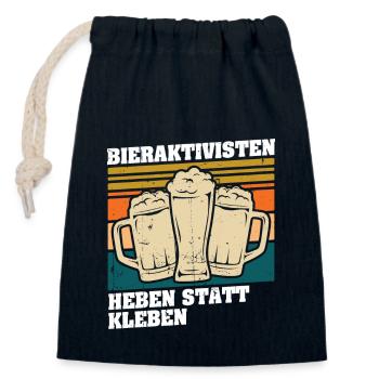 Bieraktivisten Heben statt Kleben - Verschließbarer Geschenkbeutel aus Baumwolle (14x20cm) - Navy - Vorne