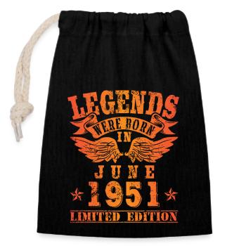 Legends were born in June 1951 birthday - Closable cotton gift bag (14x20cm) - black - Front