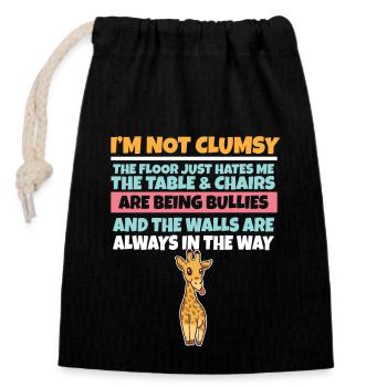 I'm Not Clumsy The Floor Hates Me Foolish Giraffe - Closable cotton gift bag (14x20cm) - black - Front
