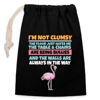 I'm Not Clumsy The Floor Hates Me Foolish Flamingo - Closable cotton gift bag (14x20cm) - black - Front