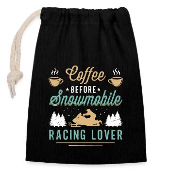 Snowmobile Racing Coffee Snowboarding Coffee Lover - Verschließbarer Geschenkbeutel aus Baumwolle (14x20cm) - Schwarz - Vorne