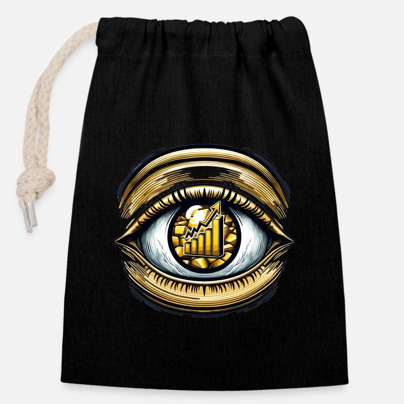 Trader d’or Forex Trader XAUUSD Trader - Sac cadeau en coton avec cordon (14 x 20 cm) - noir