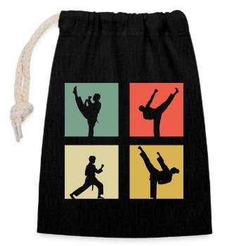 Taekwondo - Verschließbarer Geschenkbeutel aus Baumwolle (14x20cm) - Schwarz - Vorne
