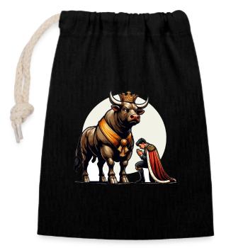 Rodeo Bull Riding Livestock Show Farmer Cattle - Closable cotton gift bag (14x20cm) - black - Front