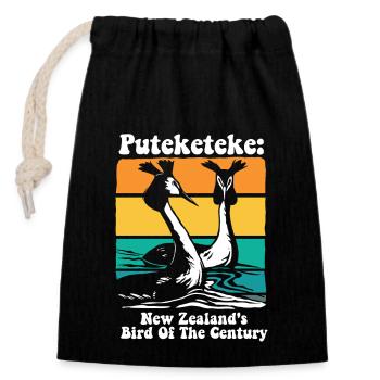 Puteketeke New Zealand's Bird of the Century - Closable cotton gift bag (14x20cm) - black - Front