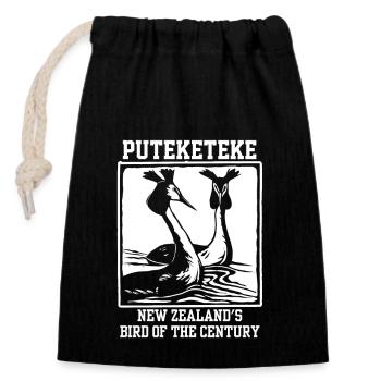 Puteketeke New Zealand's Bird of the Century - Closable cotton gift bag (14x20cm) - black - Front