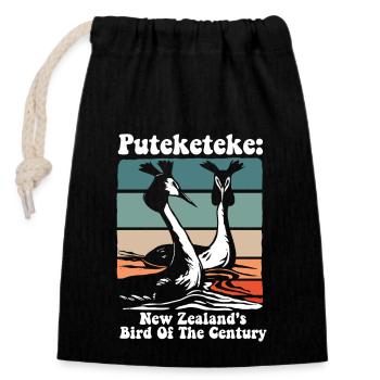 Puteketeke New Zealand's Bird of the Century - Closable cotton gift bag (14x20cm) - black - Front