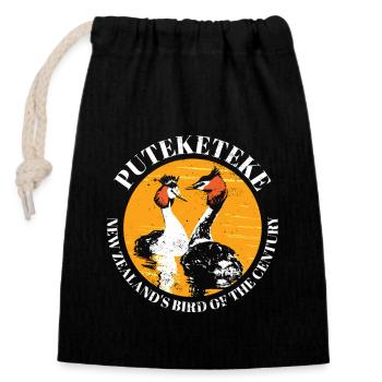 Puteketeke New Zealand's Bird of the Century - Closable cotton gift bag (14x20cm) - black - Front