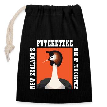 Puteketeke New Zealand's Bird of the Century - Closable cotton gift bag (14x20cm) - black - Front