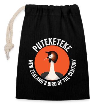 Puteketeke New Zealand's Bird of the Century - Closable cotton gift bag (14x20cm) - black - Front