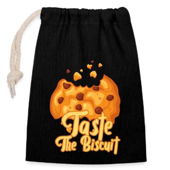 Taste The Biscuit Taste The Goodness - Closable cotton gift bag (14x20cm) - black - Front