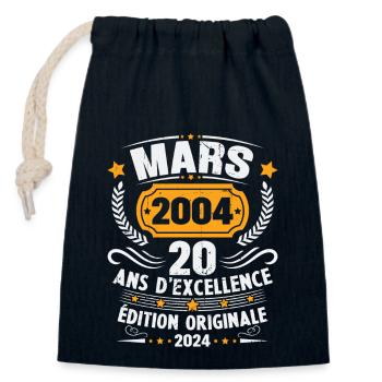 Vintage March 2004 20 Year Anniversary Gift - Closable cotton gift bag (14x20cm) - navy - Front