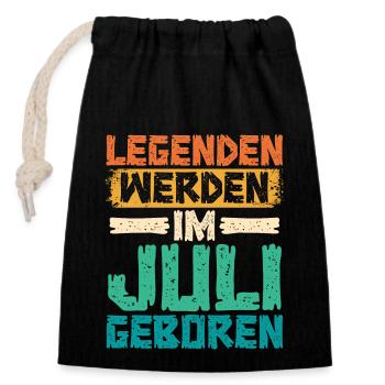 Legends are born in July - Closable cotton gift bag (14x20cm) - black - Front