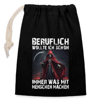 La Faucheuse - Sac cadeau en coton avec cordon (14 x 20 cm) - noir - Devant