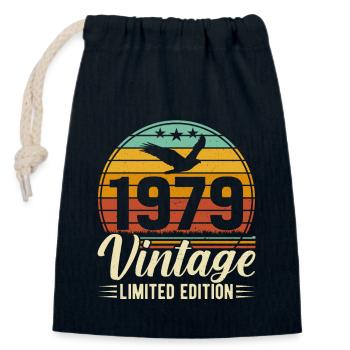 1979 Vintage 45th Birthday Retro Vibes - Closable cotton gift bag (14x20cm) - navy - Front
