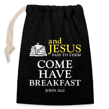 Pancake Lover Kids Bible Quote - Closable cotton gift bag (14x20cm) - black - Front