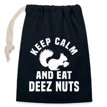 Bleiben Sie Ruhig Und Essen Sie Deez Nuts - Verschließbarer Geschenkbeutel aus Baumwolle (14x20cm) - Navy - Vorne