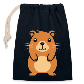 Capybara - Closable cotton gift bag (14x20cm) - navy - Front