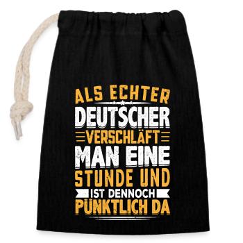 Real German Fun Fun Saying Sleepy Man - Closable cotton gift bag (14x20cm) - black - Front