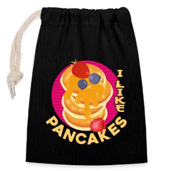 Pancake Lover Kids I Like Pancakes - Closable cotton gift bag (14x20cm) - black - Front