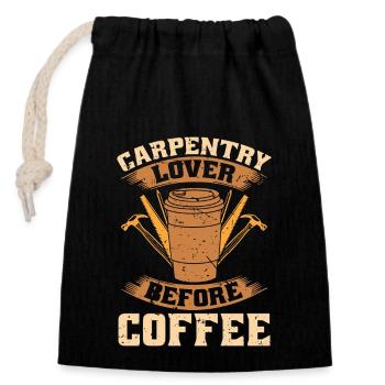 Carpentry Lover Before Woodworker Coffee Lover - Verschließbarer Geschenkbeutel aus Baumwolle (14x20cm) - Schwarz - Vorne