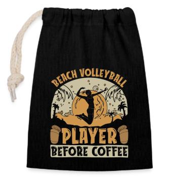 Beach Volleyball Player Before Volleyballer Coffee - Closable cotton gift bag (14x20cm) - black - Front