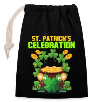 St. Patrick's Day - Verschließbarer Geschenkbeutel aus Baumwolle (14x20cm) - Schwarz - Vorne