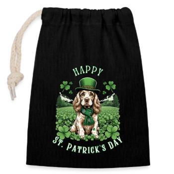 Irish Setter St. Patrick's Day Green Hat Pup - Verschließbarer Geschenkbeutel aus Baumwolle (14x20cm) - Schwarz - Vorne