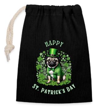 Carlin de la Saint-Patrick I Shamrock Carlin de la Saint-Paddy - Sac cadeau en coton avec cordon (14 x 20 cm) - noir - Devant