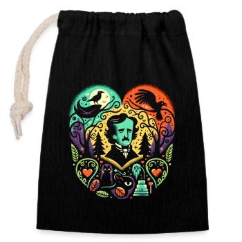 Edgar Allan Poe Fan, littérature classique, - Sac cadeau en coton avec cordon (14 x 20 cm) - noir - Devant