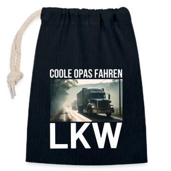 Coole Opas fahren LKW - Verschließbarer Geschenkbeutel aus Baumwolle (14x20cm) - Navy - Vorne