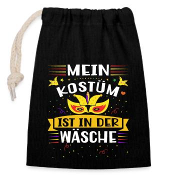 Fasching Karneval Kostüm zur Fastnacht Alaaf Köln - Verschließbarer Geschenkbeutel aus Baumwolle (14x20cm) - Schwarz - Vorne