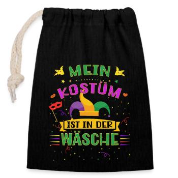 Fasching Kostüm Ersatz - Karneval zur Fastnacht - Verschließbarer Geschenkbeutel aus Baumwolle (14x20cm) - Schwarz - Vorne