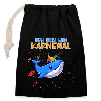 Fasching Kostüm Karneval Karnewal - zur Fastnacht - Verschließbarer Geschenkbeutel aus Baumwolle (14x20cm) - Schwarz - Vorne