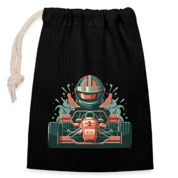 SPORTSCAR - Closable cotton gift bag (14x20cm) - black - Front