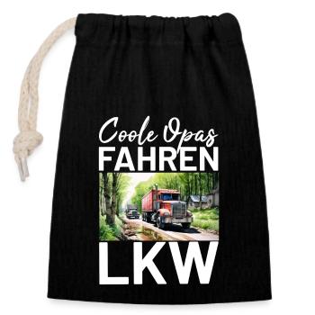 Lkw Fahrer - Verschließbarer Geschenkbeutel aus Baumwolle (14x20cm) - Schwarz - Vorne