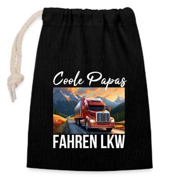 Lkw Fahrer - Verschließbarer Geschenkbeutel aus Baumwolle (14x20cm) - Schwarz - Vorne
