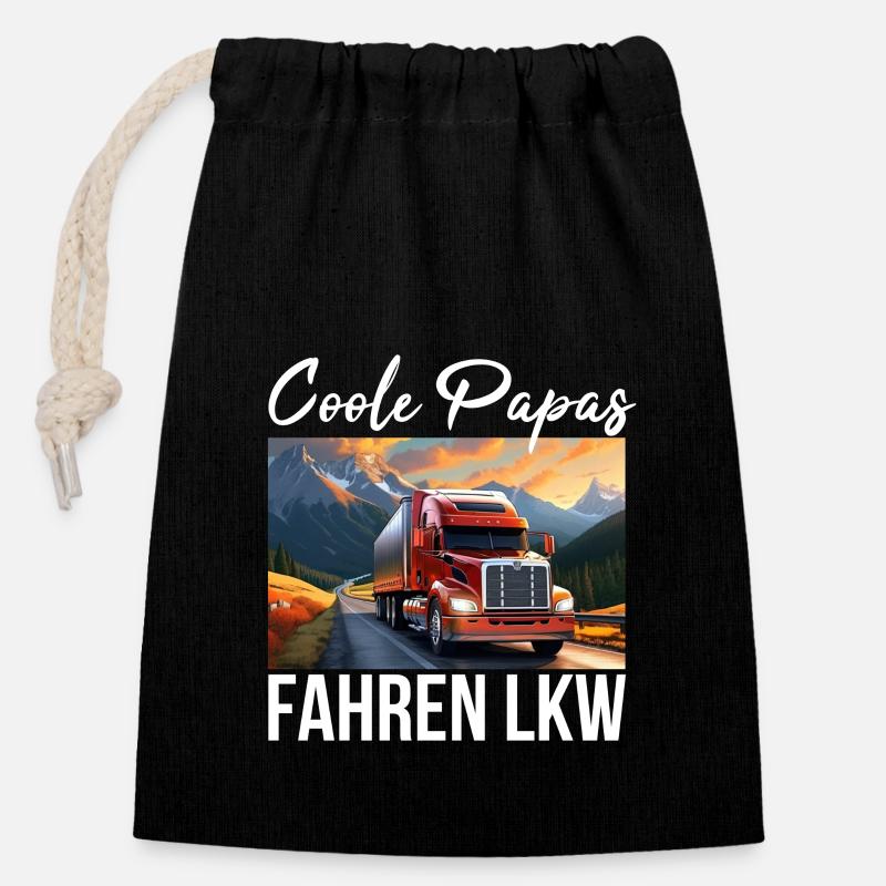 Lkw Fahrer - Verschließbarer Geschenkbeutel aus Baumwolle (14x20cm) - Schwarz