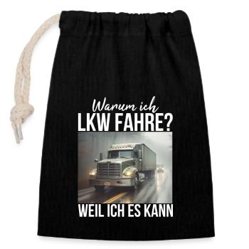 Lkw Fahrer - Verschließbarer Geschenkbeutel aus Baumwolle (14x20cm) - Schwarz - Vorne