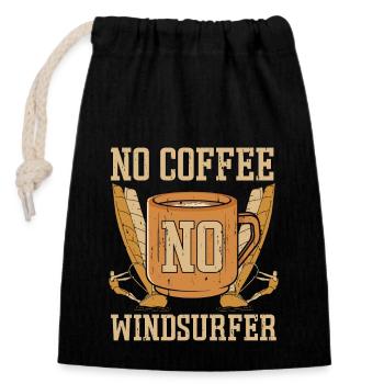 Windsurfer Pas de café Pas de planche à voile Amateur de café - Sac cadeau en coton avec cordon (14 x 20 cm) - noir - Devant