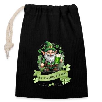 St. Patrick's Day Leprechaun I Green Beer I - Closable cotton gift bag (14x20cm) - black - Front