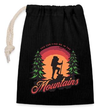 Randonnée dans les montagnes Aventure en plein air - Sac cadeau en coton avec cordon (14 x 20 cm) - noir - Devant