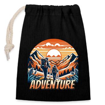 Randonnée Aventure en camping en plein air - Sac cadeau en coton avec cordon (14 x 20 cm) - noir - Devant