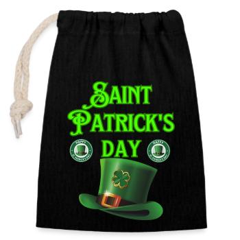 St. Patrick's Tag - Verschließbarer Geschenkbeutel aus Baumwolle (14x20cm) - Schwarz - Vorne