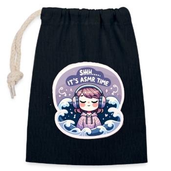 Asmr Chuchotant Asmr Enthousiaste Pleine Conscience - Sac cadeau en coton avec cordon (14 x 20 cm) - bleu marine - Devant